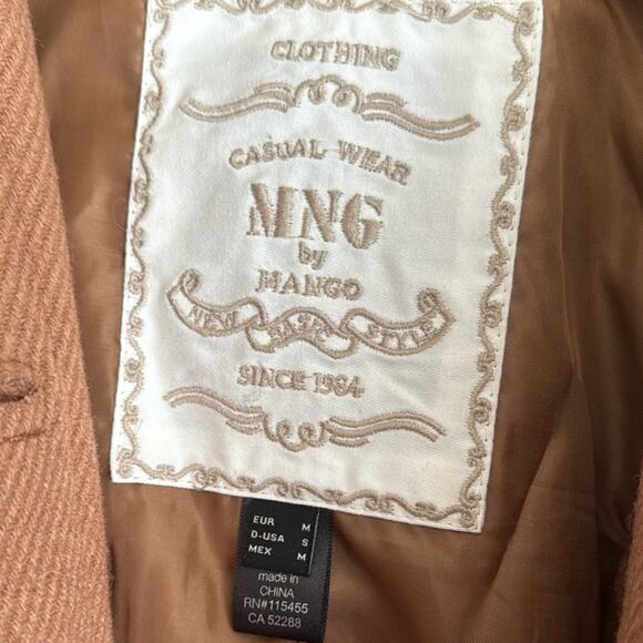 MNG by Mango Brown Wool Hooded Coat Sz S - Picture 2 of 7